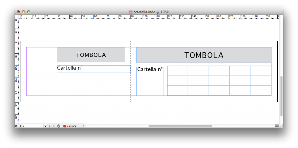 cartella tombola in InDesign