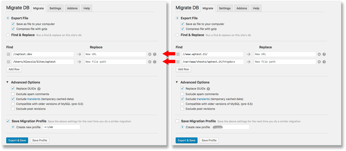 trasferire wordpress da locale a remoto